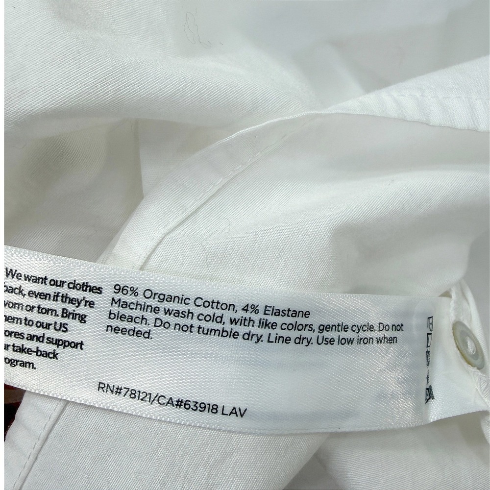 Eileen Fisher Mandarin Collar Shirt Organic Cotton Boxy Button White Size Medium - Picture 11 of 11
